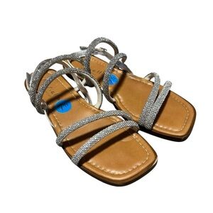 Mariella Women's Rhinestone Sandals Brown Leather Chic Made in Italy Size 7.5